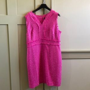 J. Crew hot pink sheath dress with fringe detailing size 16